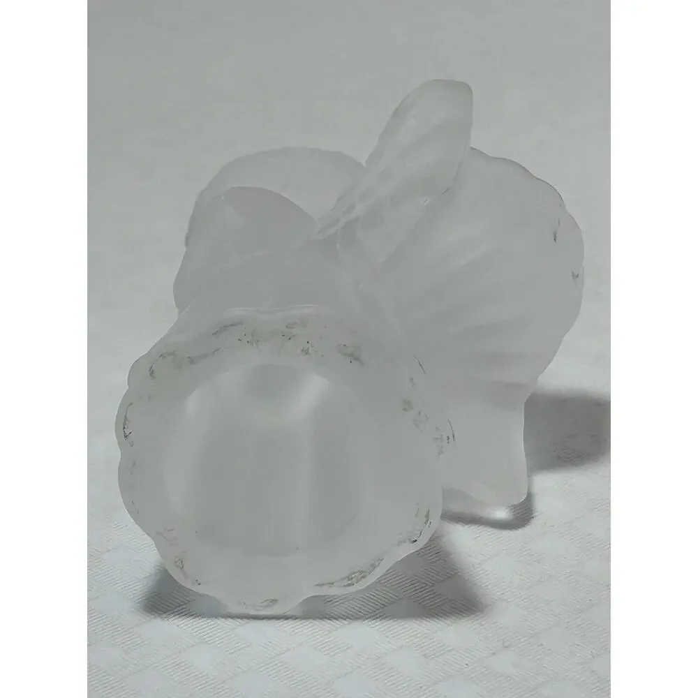 Candle Holder Angel Clear Satin Frosted Glass Vintage‎ Christmas